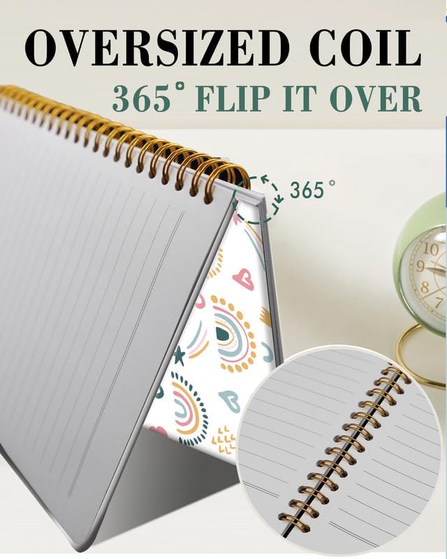 Spiral Journal Notebook,A5 Hardcover Lined Journals for Women Girl 6 x 8.3 in,120 Pages Thick Paper,Cute College Ruled Writing Notebook for Gifts Office Work School(Rainbow Heart)-DeskLoop Office