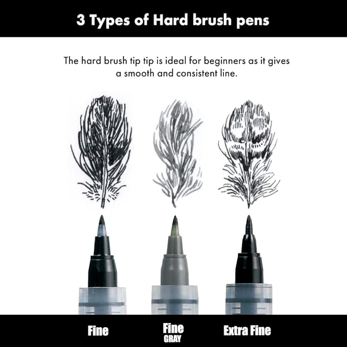 Kuretake Zig Inktober pen set, for Illustration, Manga Drawing, Lettering and Calligraphy, Professional Artist, Made in Japan (FUDEGOKOCHI(3pcs.))-DeskLoop Office