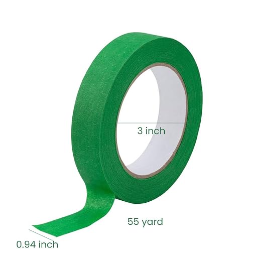Lichamp 10 Pack Green Painters Tape 1 inch, Medium Adhesive Green Masking Tape Bulk Multi Pack, 1 inch x 55 Yards x 10 Rolls (550 Total Yards)-DeskLoop Office