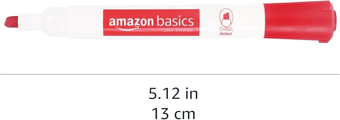 Amazon Basics Dry Erase Markers For Whiteboards, Chisel Tip, Low-Odor, Red, Pack of 12-DeskLoop Office