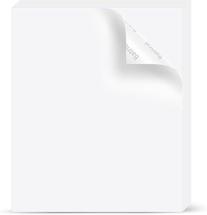 Vinyl Sticker Paper Bright Glossy 8.5"×11" 25 Sheets for Laser Printer-DeskLoop Office