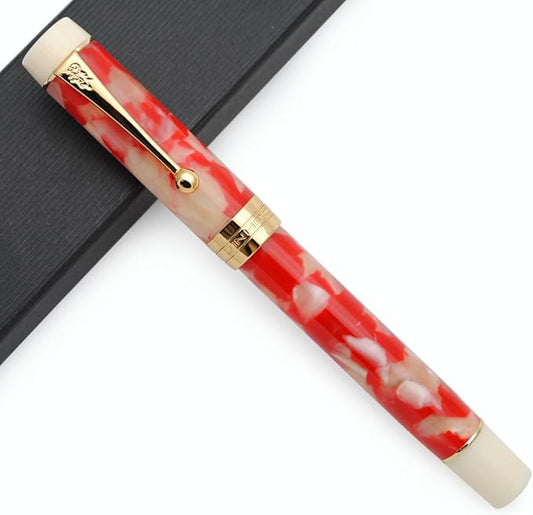 JINHAO 100 Fountain Pen with Ink Converter (Medium Nib 0.7mm, Red White Koi-A)-DeskLoop Office