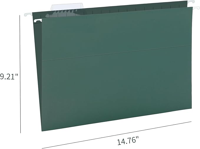HERKKA Hanging File Folders, 30 Pack Reinforced Legal Size Hanging Folders with Heavy Duty 0 Inch Expansion, Designed for Bulky Files, Medical Charts, Adjustable Tabs, Green-DeskLoop Office