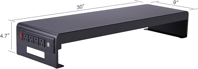 Rocelco 40" Height Adjustable Standing Desk Converter with AC Outlet USB Charger and Dual Monitor Stand - Tabletop Riser Computer Workstation - Sliding Keyboard Tray - Black (R DADRB-40-ACUSB-DMS)-DeskLoop Office