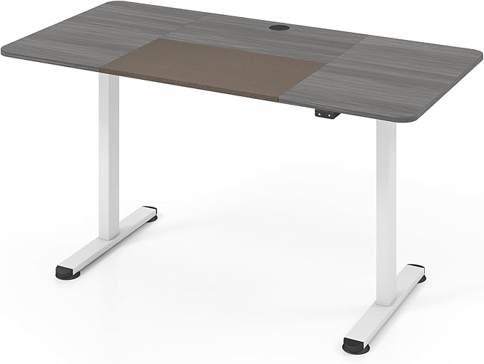 GOFLAME Height Adjustable Electric Standing Desk, 55 x 28 Inch Sit Stand Up Electric Desk with Headphone Hook, Ergonomic Standing Workstation, Electric Standing Desk with Metal Frame, Grey-DeskLoop Office
