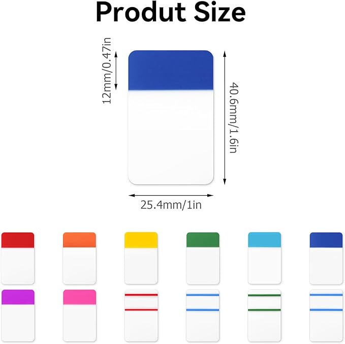 1 Inch Tabs for Notebooks, 960 Pieces Sticky Note Tabs File Index Tabs for Books, Binders, Papers, Documents, File Folders (48 Sets 12 Colors)-DeskLoop Office