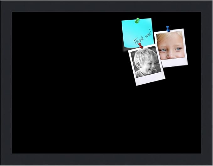 PinPix 16x12 Inch Cork Bulletin Board. This Decorative Framed Pin Board Comes with Solid Black Design and a Satin Black Frame. Ideal for Home Office Decor or Message Board (PinPix-622)-DeskLoop Office