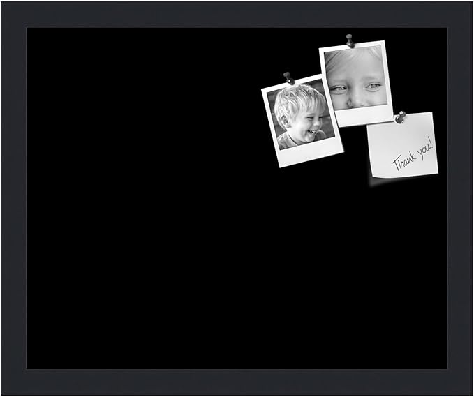 PinPix 16x13 Inch Cork Bulletin Board. This Decorative Framed Pin Board Comes with Solid Black Design and a Satin Black Frame. Ideal for Home Office Decor or Message Board (PinPix-622)-DeskLoop Office