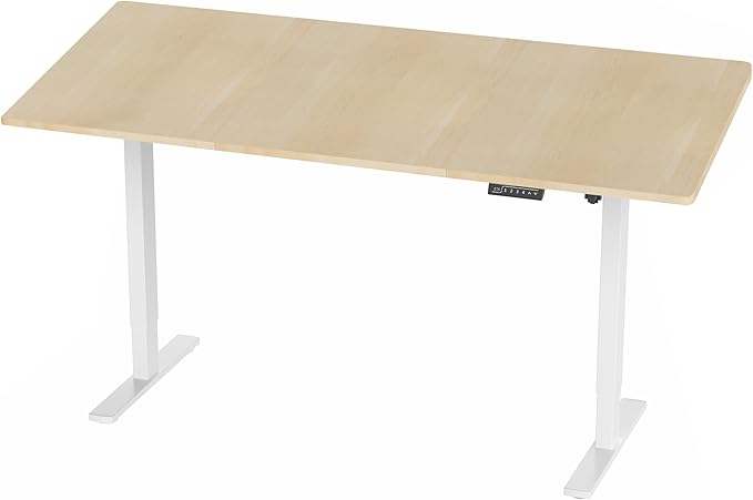 VIVO Electric 71 x 36 in Standing Desk, Memory Height Adjustment, 1B Series, Light Wood Top White Frame, DESK-KIT-1W7C-36-DeskLoop Office