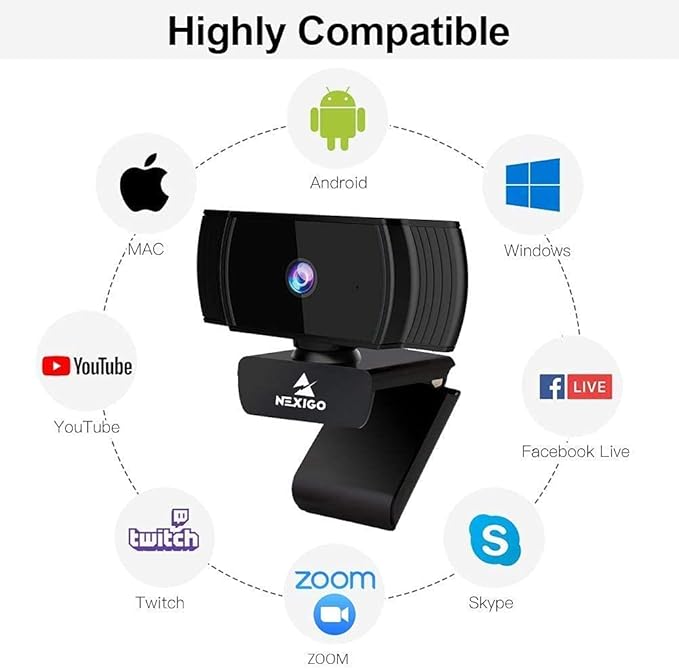 NexiGo N930AF Webcam with Microphone for Desktop, Autofocus, Webcam for Laptop, Computer Camera, 1080p HD USB Web Camera, Compatible with Zoom/Switch 2/Teams/Webex-DeskLoop Office