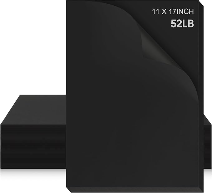 100 Pcs Printer Paper 11 x 17 Inch Copy Paper 52 lb Glossy Paper Heavy Weight Cardstock Tabloid Paper Heavy Card Stock for Presentation Laser Back to School Office Supplies (Black)-DeskLoop Office
