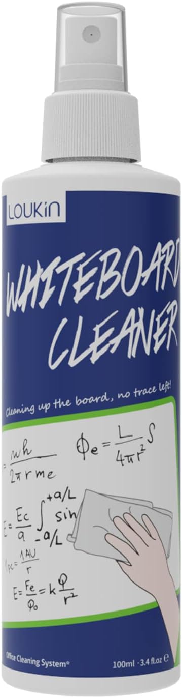loukin Non-Toxic Whiteboard Cleaner, 3.4 fl oz Dry Erase Board Cleaner, Low-Odor White board Cleaning Spray, Removes Stubborn Marks from Whiteboards-DeskLoop Office