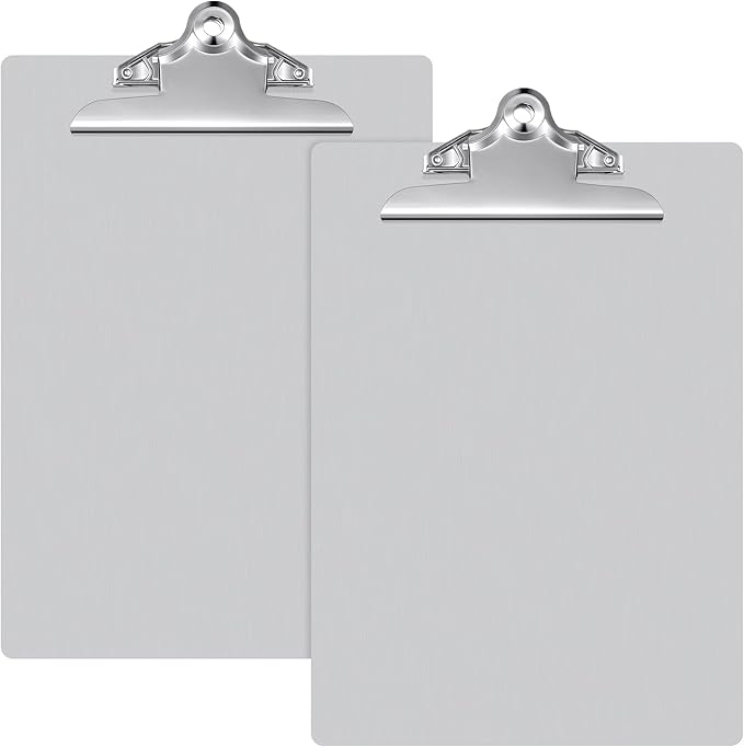 2 Pcs Metal Clipboard Heavy Duty Aluminum Clipboards 12 x 9 Inch Metal Clip Board with Low Profile Clip A4 Letter Size Document Holder for Office School Medical Jobsite Laboratory-DeskLoop Office