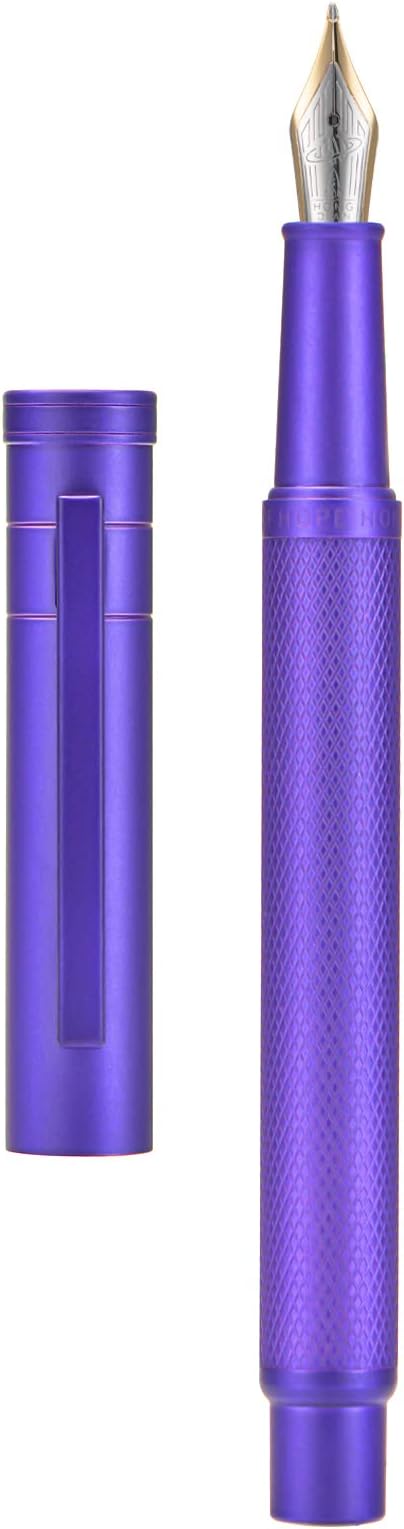 Hongdian 1851 Purple Forest Fountain Pen Blade Nib Classic Design Calligraphy Pen with Converter and Metal Pen Case Set-DeskLoop Office