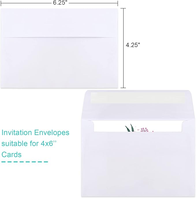 Joyberg 70 Packs A4 Envelopes, White, 4x6 Photo, Self Seal for Invitations, Weddings, Baby Shower, Photos, Postcards, Greeting Cards, Mailing-DeskLoop Office