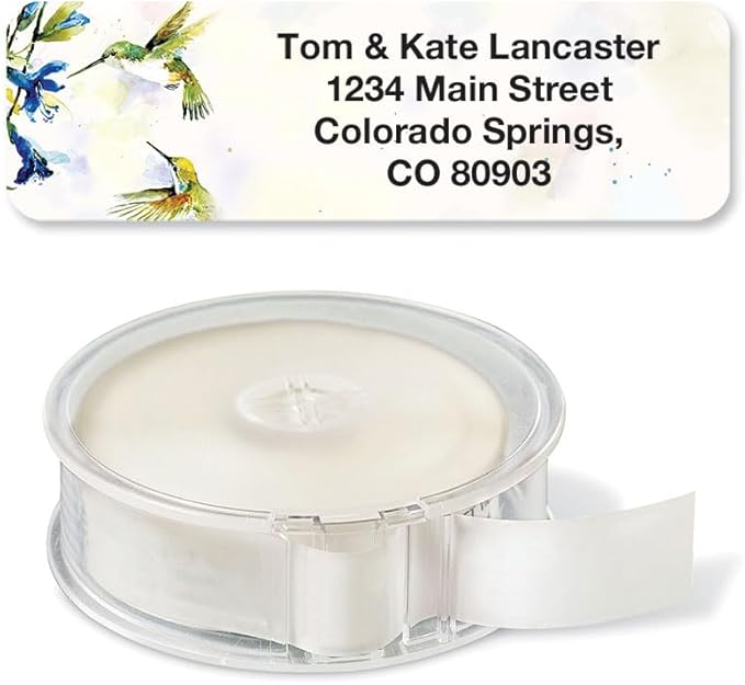 Colorful Images Fluttering Hummingbirds Rolled Personalized Return Address Mailing Labels with Dispenser, Customize with Name & Shipping Address, 250 ¾” x 2½ Self Adhesive, Easy Peel Label Roll-DeskLoop Office