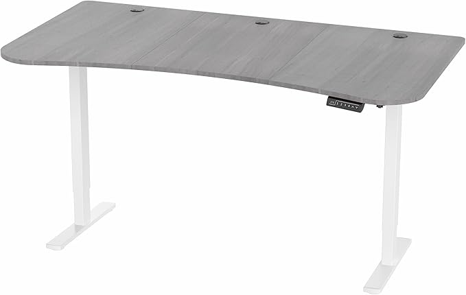 VIVO Electric 63 x 32 in Standing Desk, Memory Height Adjustment, 1B Series, Dark Gray Top White Frame, DESK-KIT-1W1G-DeskLoop Office