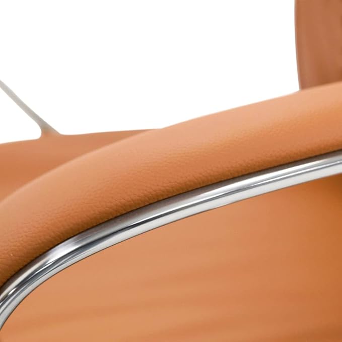 ZURI Forbes Genuine Leather Aluminum Base High Back Executive Chair - Tan-DeskLoop Office