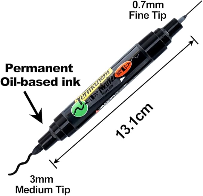 TRANSON 2 Black Dual-tip Permanent Paint Markers Oil Based Waterproof-DeskLoop Office