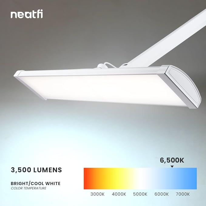 Neatfi 3,500 Lumens Ultra Task Lamp, 26 Inches Metal Lamp, Dimmable, 45W, 270 Pcs SMD LEDs, Desk Light for Home, Office (Non-CCT with Base, White)-DeskLoop Office