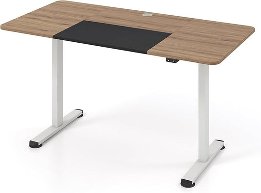 GOFLAME Height Adjustable Electric Standing Desk, 55 x 28 Inch Sit Stand Up Electric Desk with Headphone Hook, Ergonomic Standing Workstation, Electric Standing Desk with Metal Frame, Natural-DeskLoop Office