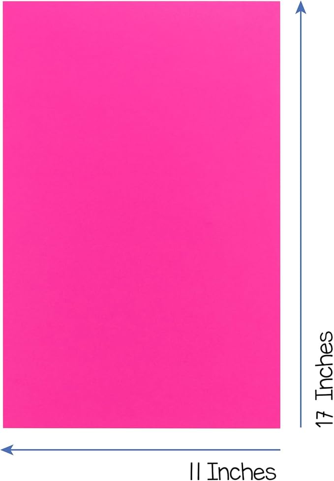 Hygloss Fuchsia Bright Colored Cardstock - 11x17-Inch, 50 Sheets, 65 lb/ 176 gsm, Fade-Resistant, Acid-Free Color Card Stock Paper-DeskLoop Office