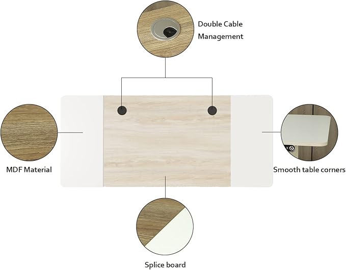 Electric Height Adjustable Standing Desk, 63 x 30inches Height Adjustable Computer Desk Sit Stand Desk Home Office Desks with Splice Board White Frame + White Top-DeskLoop Office