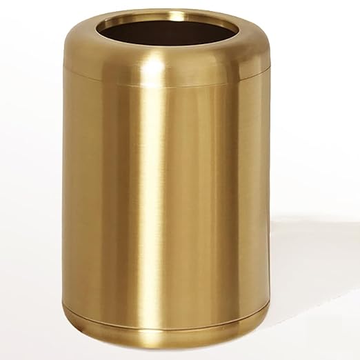 10 L/2.6 Gallon Brass Trash Can, Small Gold Can for Bathroom, Kitchen, Office, Bedroom, Hotel-DeskLoop Office