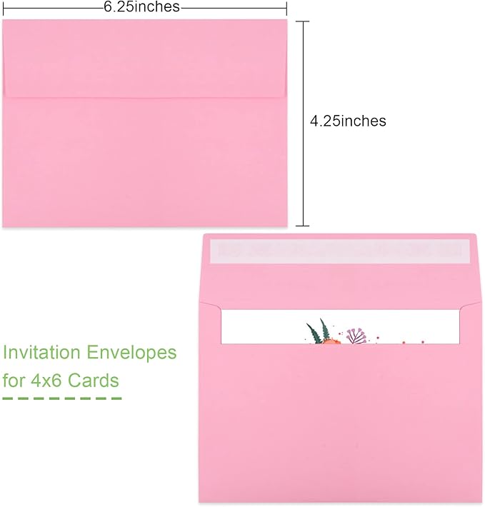 70 Packs A4 Envelope, Pink A4 Envelopes, 4x6 Photo Envelopes for Invitations, Envelopes Self Seal for Weddings, Baby Shower, Photos, Postcards, Greeting Cards, Mailing-DeskLoop Office