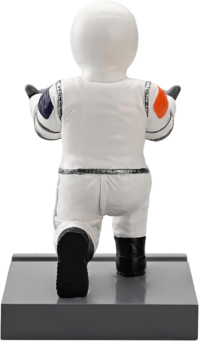 Astronaut Resin Pen Holder, Mobile Phone Stand, Device Stand, Desk Organizer Decorative Pen Holder (White&Golden)-DeskLoop Office