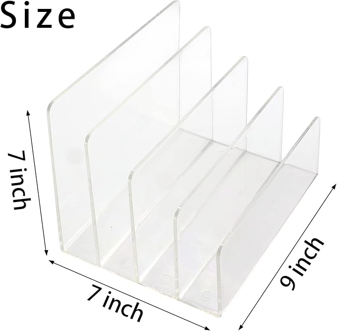 Acrylic Desk File Organizer 2 Pack, 4 Section Letter Organizer, Clear Folder Holder, Desktop File Holder for Document, Notebook and Newspaper, Clear Desk Storage Rack for Home and Office Use-DeskLoop Office