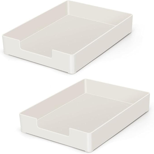 Letter Tray/Paper Tray Organizer for Desk/Stackable Letter Tray Paper Holder File Organizer for Office Supplies School Home Desk Accessories (White) 2Pcs-DeskLoop Office