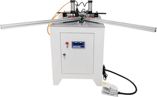 45° Corner Cutting And Punching Machine 220V 5-40mm Drilling Depth with 2 Spindles 8-inch Alloy Saw Blade Woodworking Drilling Tool for Wood Aluminum 1.5KW-DeskLoop Office