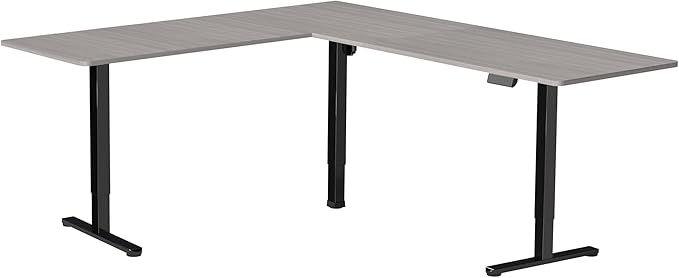 VIVO Electric Corner L-Shaped 75 x 63 in Standing Desk, Memory Height Adjustment, Dark Gray Top Black Frame, DESK-E3CTG-75-DeskLoop Office