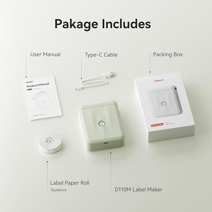 NIIMBOT Label Maker Machine Bluetooth Label Printer for School Home Office Organization, Wireless Mini Labeler D110 Upgraded Version, Label Machine with Label, Green-DeskLoop Office