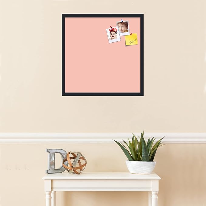 PinPix 22x22 Inch Cork Bulletin Board. This Decorative Framed Pin Board Comes with Pink Pastel Design and a Satin Black Frame. Ideal for Home Office Decor or Message Board (PinPix-1813)-DeskLoop Office