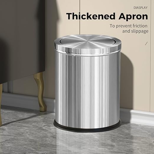 15L/4GAL Silver Stainless Steel Bathroom Garbage can, Bathroom Trash Can with Flipping Lid,Brushed Nickel Gaebage Can for Bedroom,Living Room,Office,Hotel,Shop,Restaurant (15L-Silver)