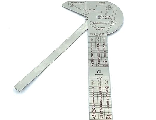 Multi Purpose Protractor Square Rule Centre Finder Drill Point Gauge Hand Tools-DeskLoop Office