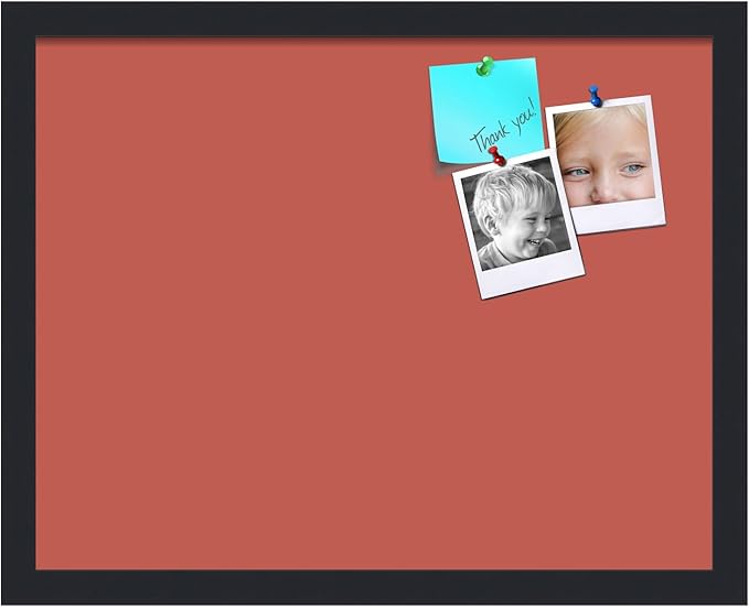 PinPix 19x15 Inch Cork Bulletin Board. This Decorative Framed Pin Board Comes with Crimson Pastel Design and a Satin Black Frame. Ideal for Home Office Decor or Message Board (PinPix-1807)-DeskLoop Office