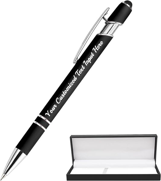 Personalized Ballpoint Pen 1pcs, Custom Pens Free Engraved Bulk with Name Logo, Soft Black Ink Stylus with Touch Metal Office, Gift for Anniversaries, Graduations, Birthdays-DeskLoop Office