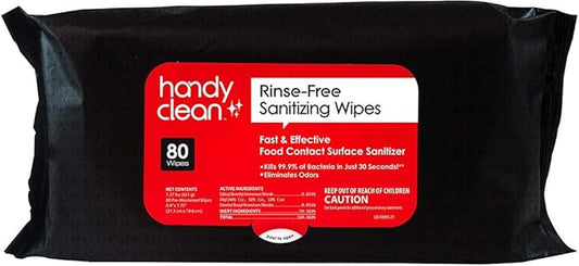 HandyClean Rinse-Free Food Contact Sanitizing Wipes Pouch, Multi Surface Cleaning Supplies for Kitchen and Professional Setting - 1 pack, 71 count-DeskLoop Office