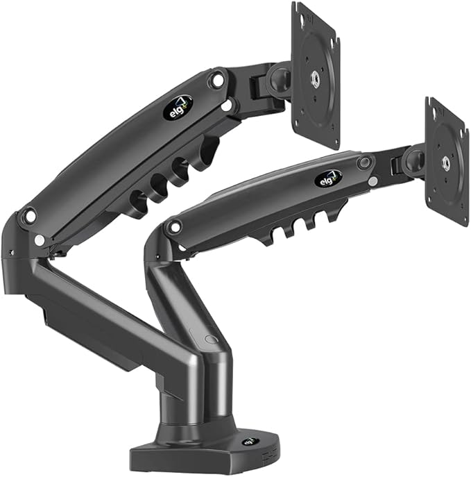 ELG Full Motion Swivel Dual Monitor Desk Mount Stand Gas Spring for Two Screens 17” to 35'' (4.4lbs to 19.8lbs Load for Each Display), Computer Monitor Stand F160N, Black-DeskLoop Office