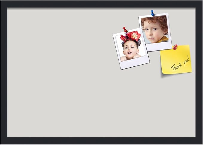 PinPix 26x18 Inch Cork Bulletin Board. This Decorative Framed Pin Board Comes with Light Stone Design and a Satin Black Frame. Ideal for Home Office Decor or Message Board (PinPix-1809)-DeskLoop Office