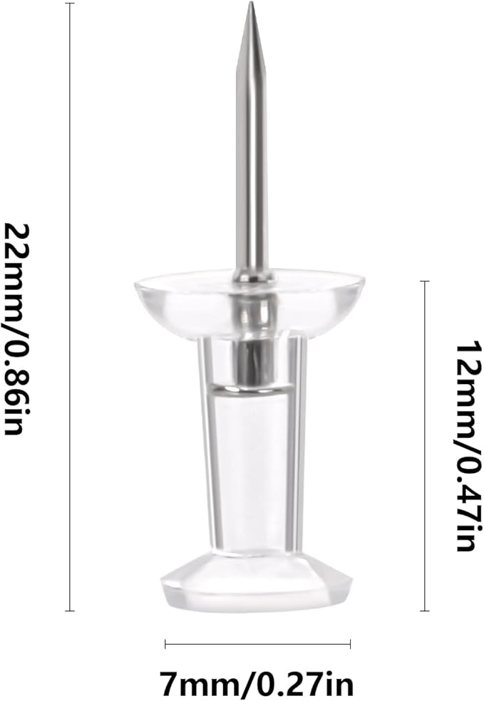 1000 PCS Clear Push pins Tacks for Wall Cork Board Bulletin Board use Clear Plastic Head Pins for Home Office Craft Projects-DeskLoop Office