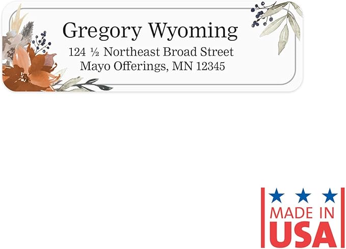 Indie Floral Rolled Address Labels/Roll of 500 Personalized Return Address Labels/Designer Return Address Stickers in Elegant Plastic Dispenser-DeskLoop Office