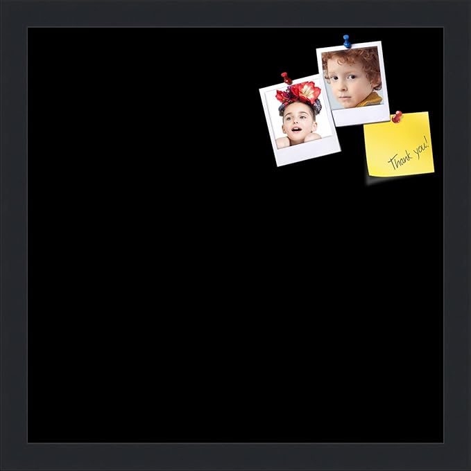 PinPix 15x15 Inch Cork Bulletin Board. This Decorative Framed Pin Board Comes with Solid Black Design and a Satin Black Frame. Ideal for Home Office Decor or Message Board (PinPix-622)-DeskLoop Office