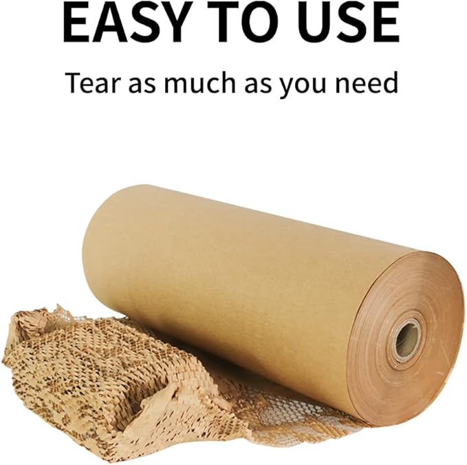 Honeycomb Cushioning Wrap Paper Roll 20" x 1500' Expanding Honeycomb Kraft Packing Paper for Gift Moving Packing-DeskLoop Office
