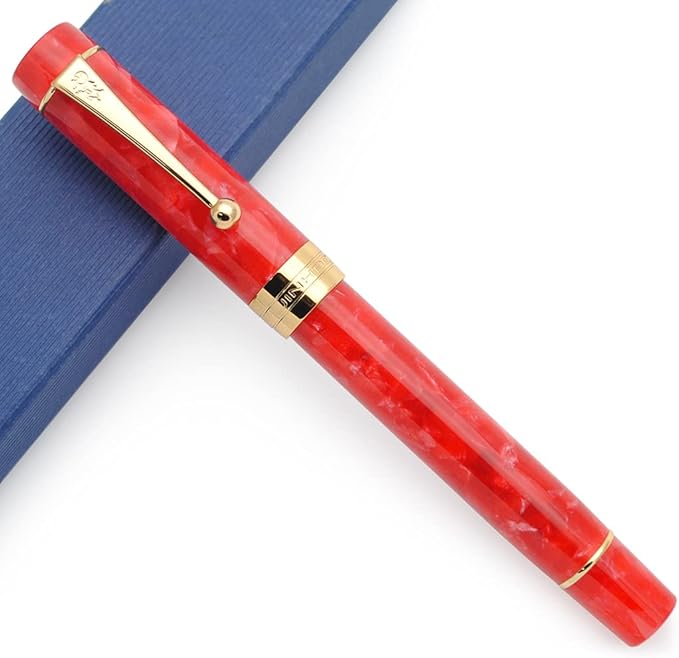 JINHAO 100 Fountain Pen with Ink Converter (Medium Nib 0.7mm, Cherry Red)-DeskLoop Office