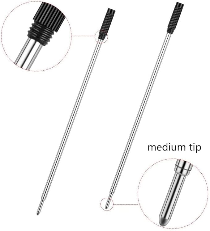 MengRan 4.5'' Ballpoint Pen Refills, Medium Point Pen Refill -Black Ink Pen Refills.Pack of 20 (Black Ink)-DeskLoop Office