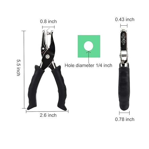 1/4” Circle Shaped Hole Puncher,Handheld Single Hole Punch with Black Soft Grip Handle,One Hole Paper Punch for Paper Crafts Tag in Home, Office, Classroom.-DeskLoop Office
